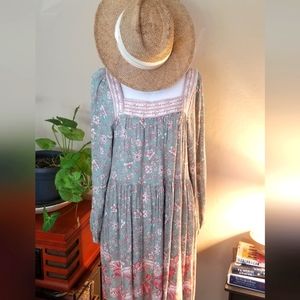 Peach/ Soft Green print dress